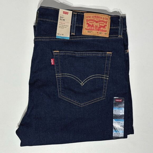 NWT $69.50 Levi's 511 Performance Coolmax Dark Wash Stretch Jeans Men Size 42x32 - Picture 4 of 11